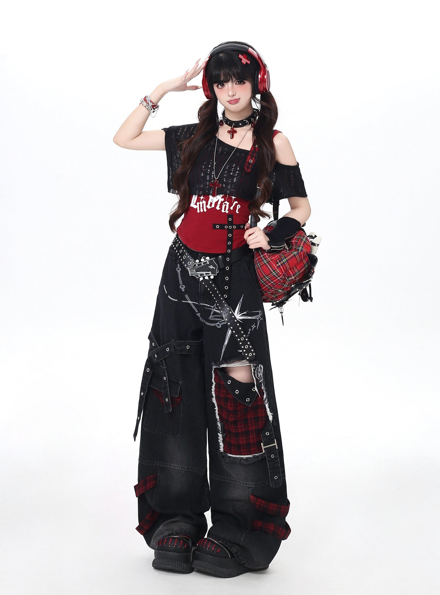 ヘビーダメージワイドデニムパンツ