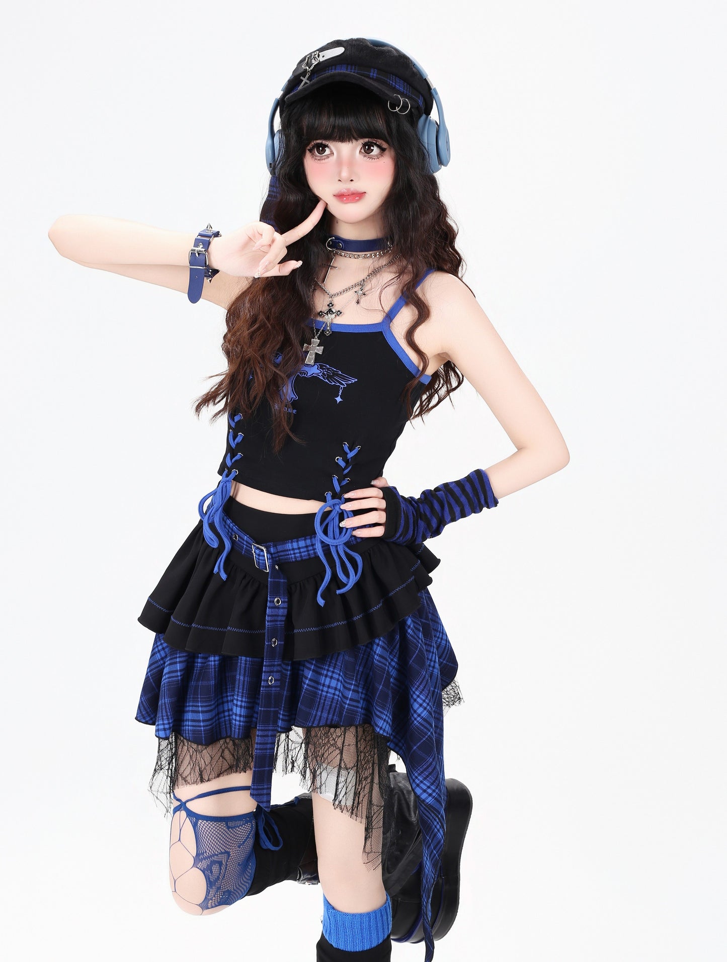 アシメチェックミニスカート