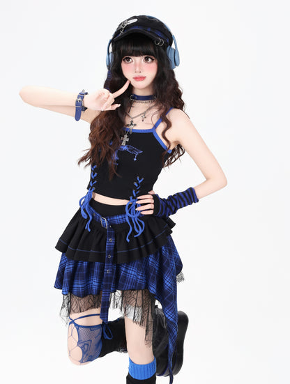 アシメチェックミニスカート