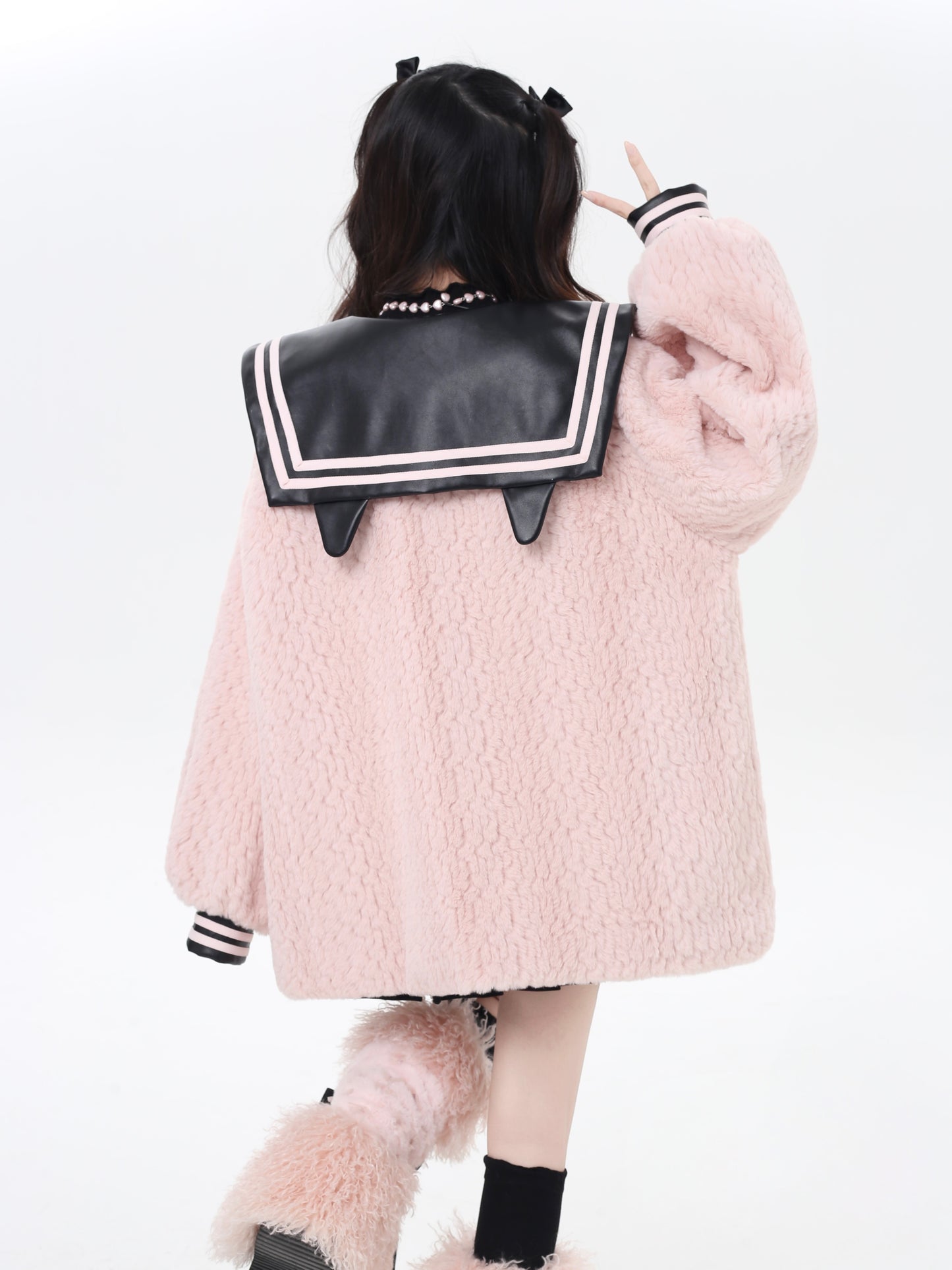 セーラー風襟♡ふんわりランタンスリーブボアジャケット