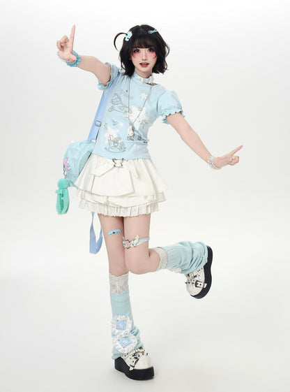 星×木馬パフスリーブトップス