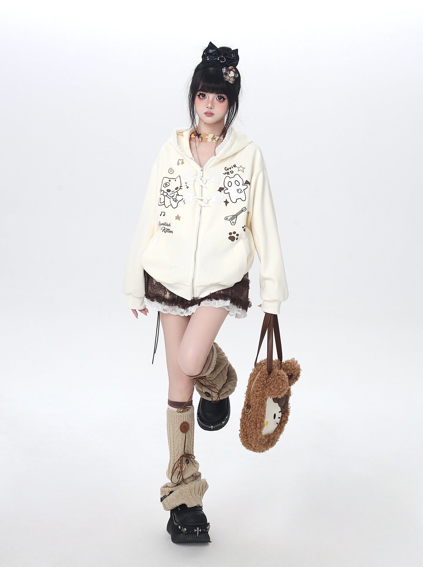 ネコフードダッフルパーカー