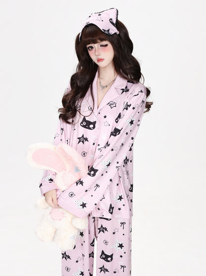 ねこ×スター総柄ルームウェアセットアップ
