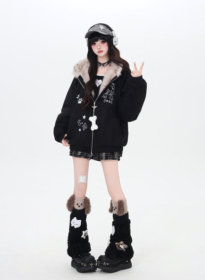 ゆる地雷ふわもこ猫耳スエード中綿アウター