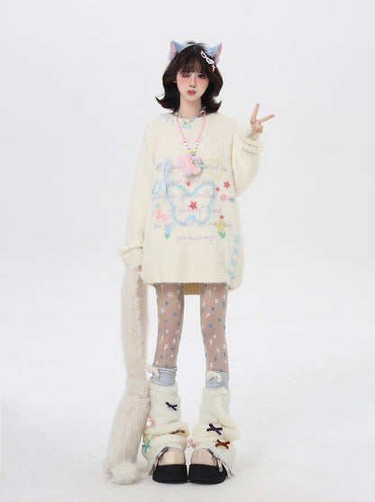 🎀リボンデザインゆるニット｜ドーパミンガーリースタイル