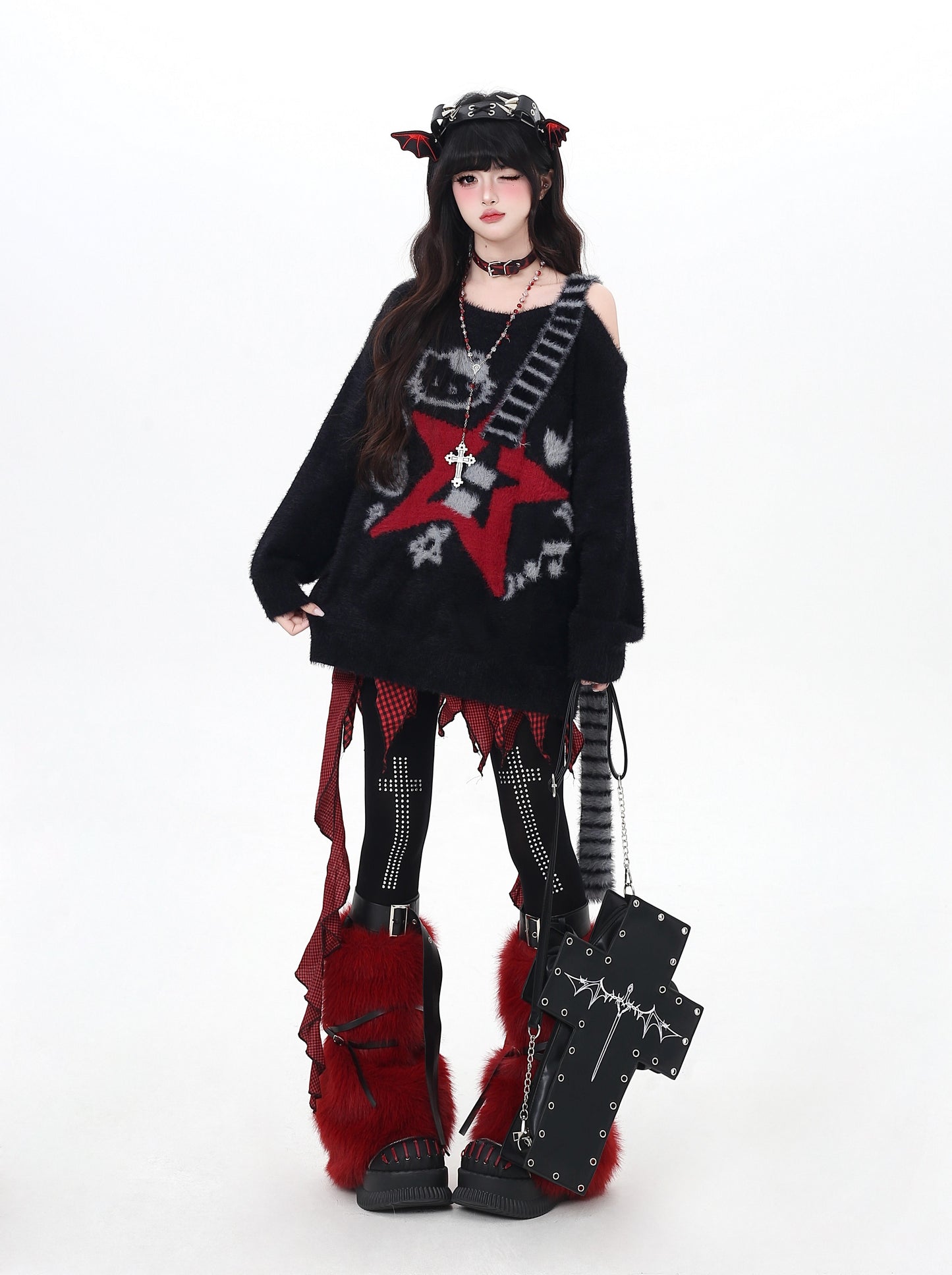 ギター柄オフショル♡ロックニット