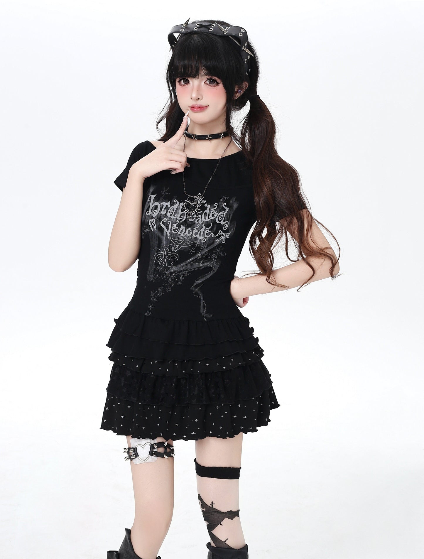 オフショルTシャツ｜アシメ・フリル・細見え