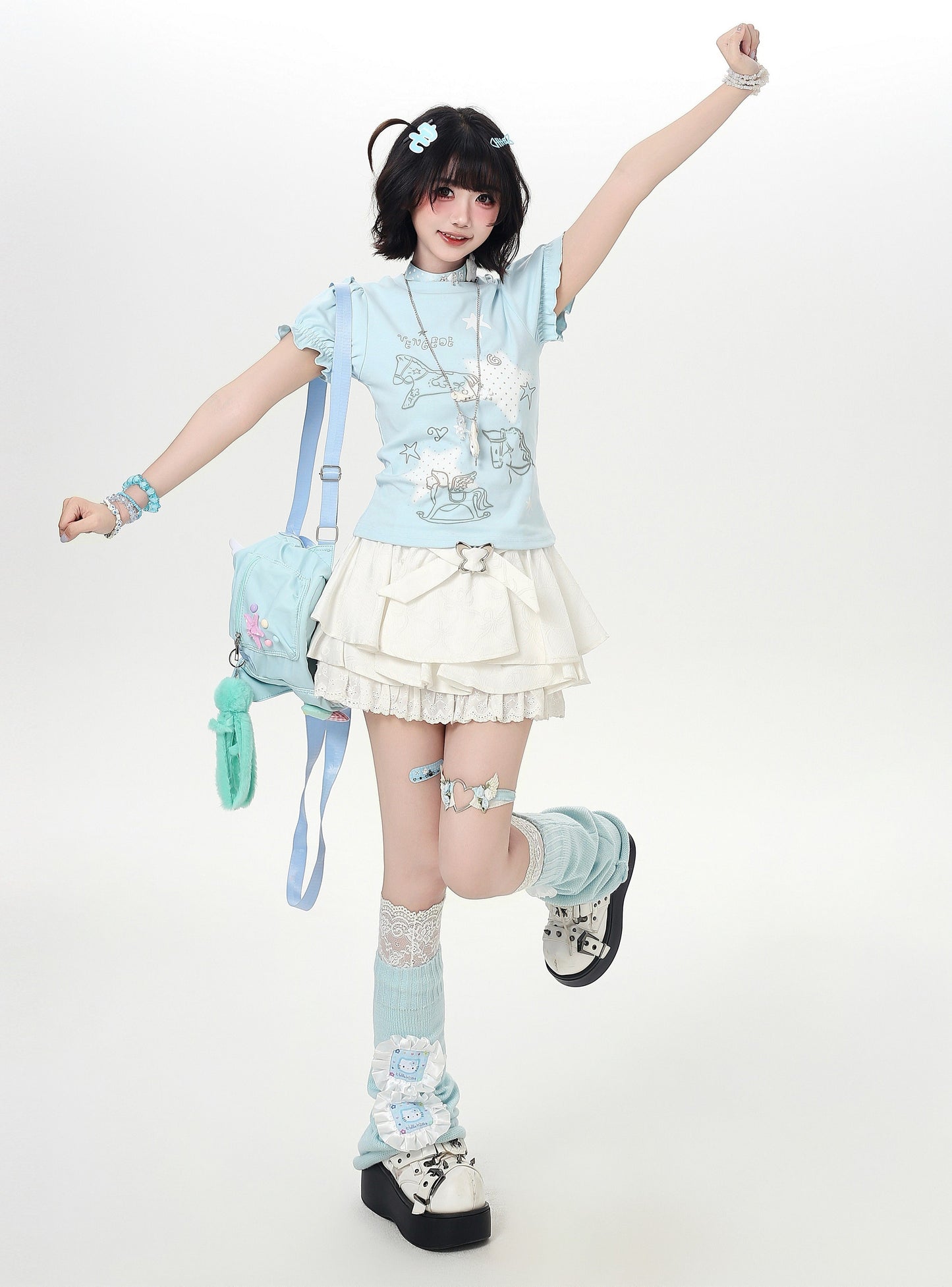 星×木馬パフスリーブトップス