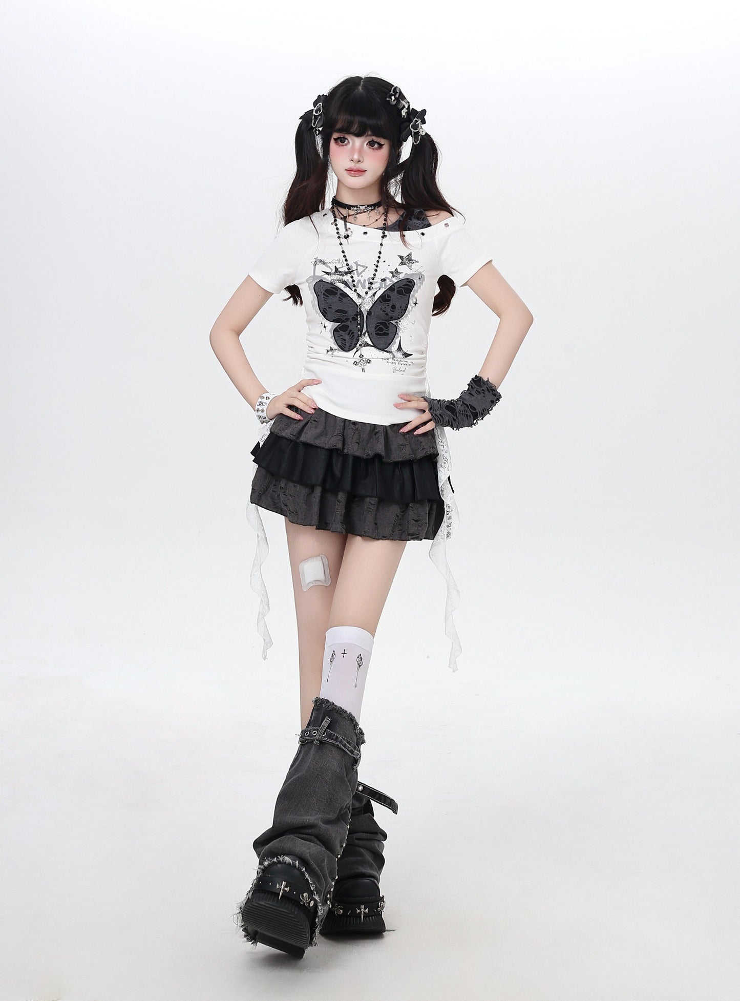 バタフライダメージオフショルT