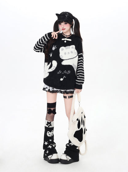 鈴猫ストライプふわもこニット