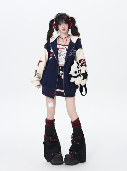 くま刺繍ストリートブルゾン｜ゆる甘カジュアルアウター