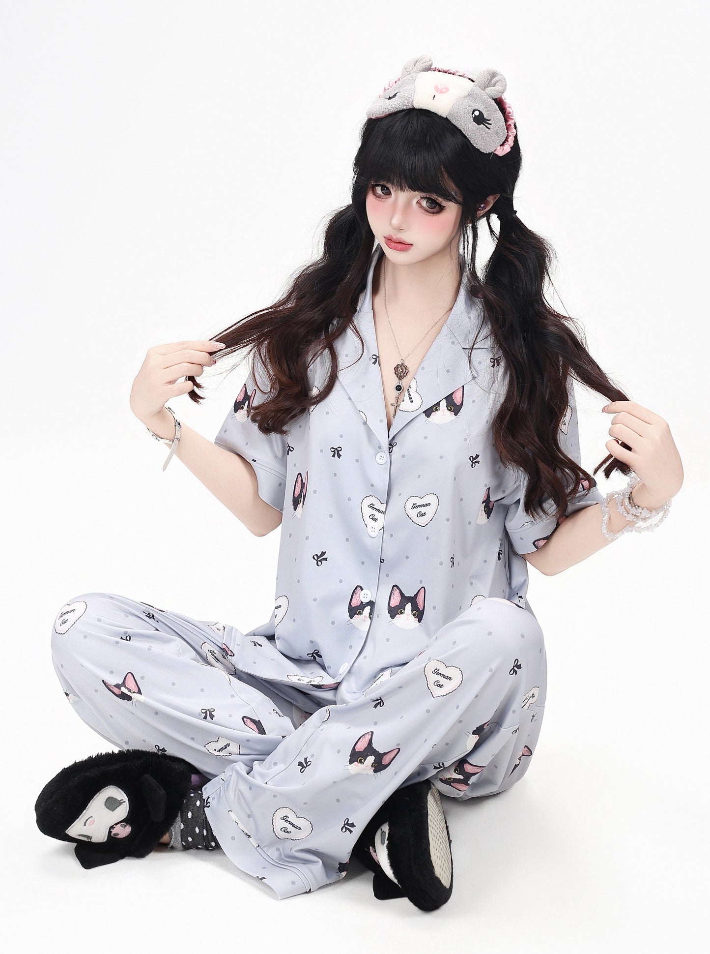猫プリントガーリールームウェアセット