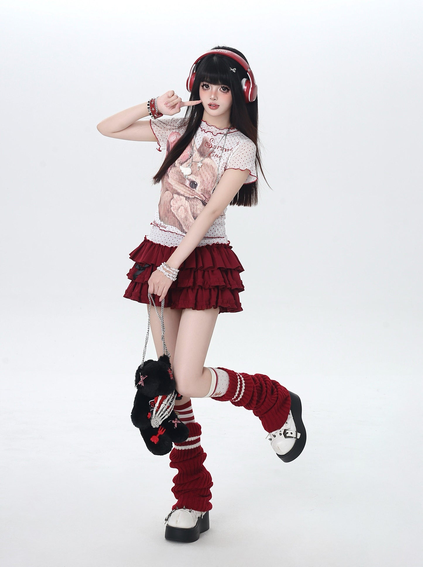 ドットレースうさぎTシャツ