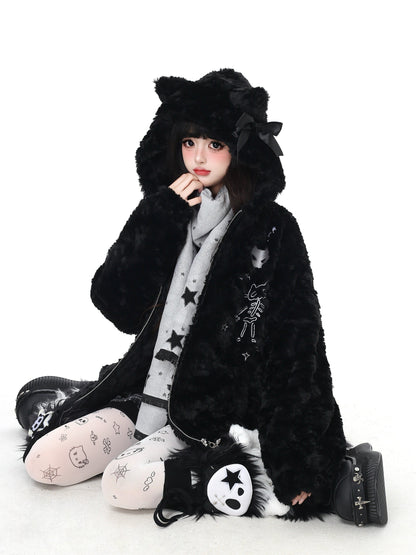 猫耳フード付き ルーズボアブルゾン｜冬のゆる地雷アウター