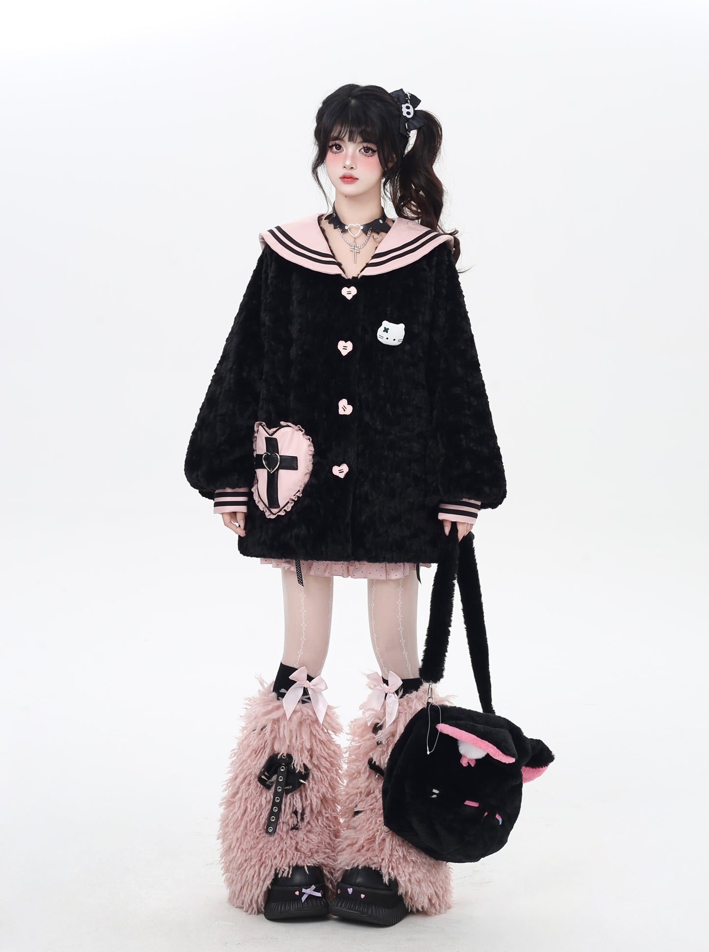 セーラー風襟♡ふんわりランタンスリーブボアジャケット