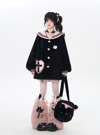 セーラー風襟♡ふんわりランタンスリーブボアジャケット