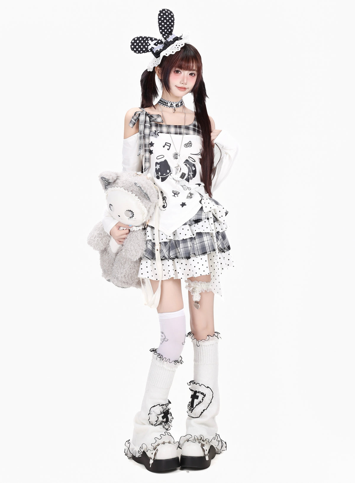 チェックリボンアシメロンT