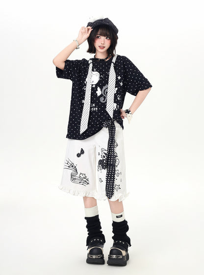 ネコドットタイ付きTシャツ