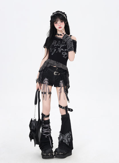 肩見せ×個性派 デザインショートTシャツ