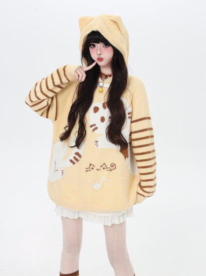 鈴猫ストライプふわもこニット