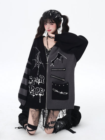 ゴス×ゆる地雷切替ニットカーデ