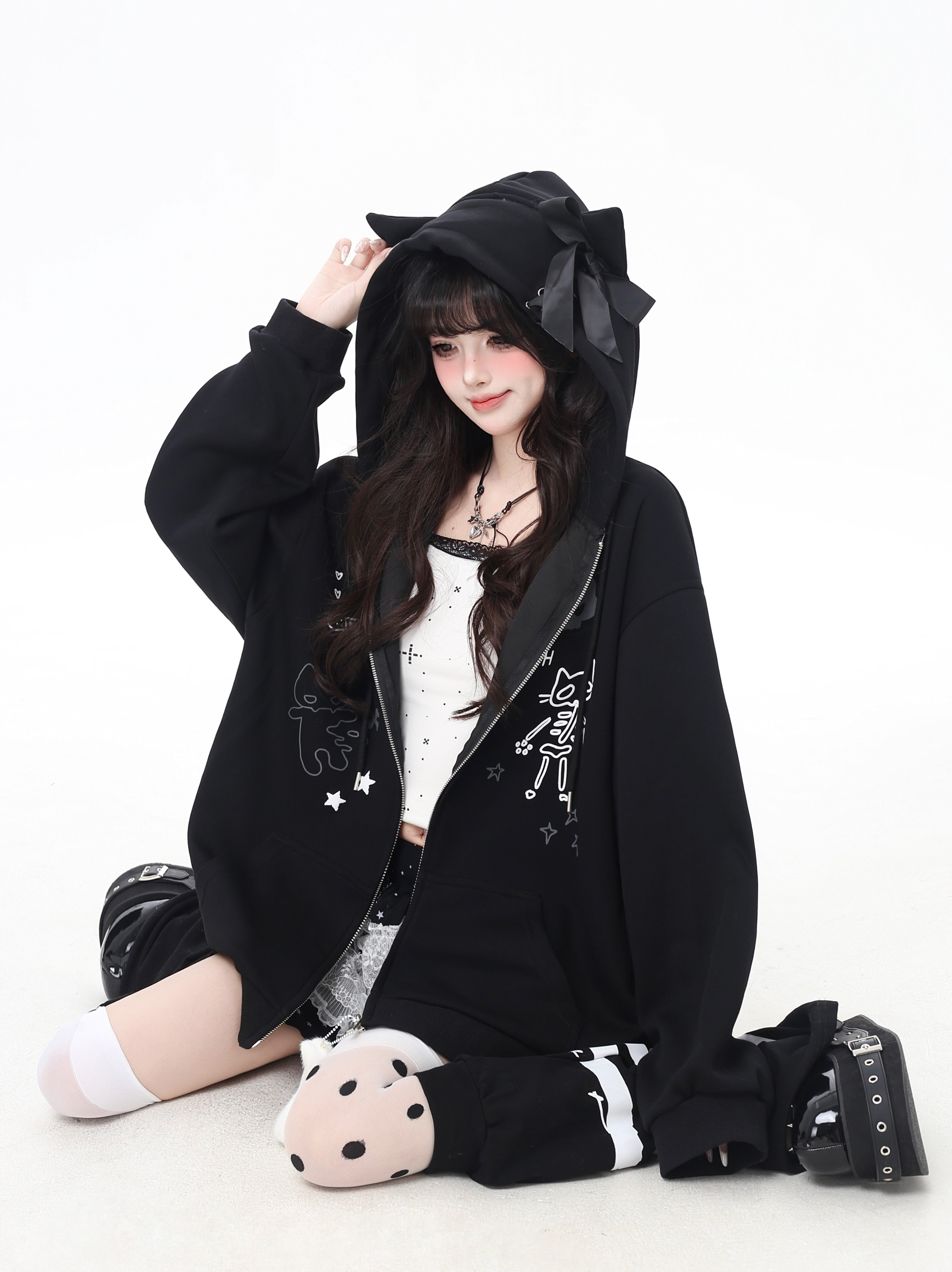 星型ネコのふわふわホワイトヘアクリップ – CRAZYGIRL
