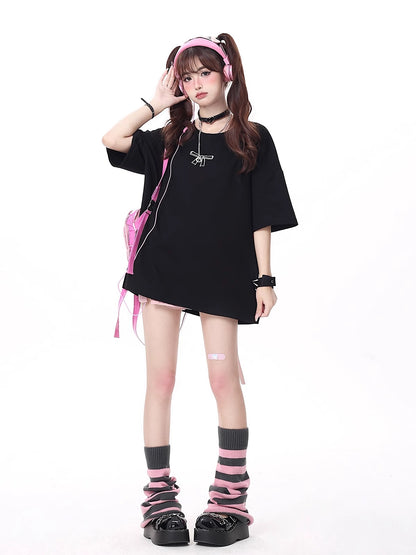 リボン付きゆったりTシャツ