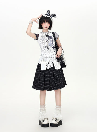 ドットメッシュフリルTシャツ