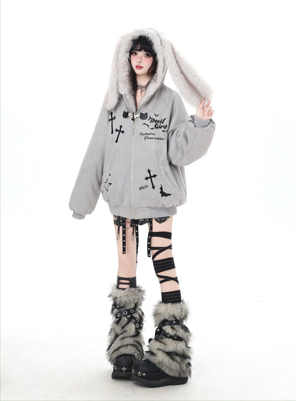 悪魔バニー×ふわもこムートン中綿コート