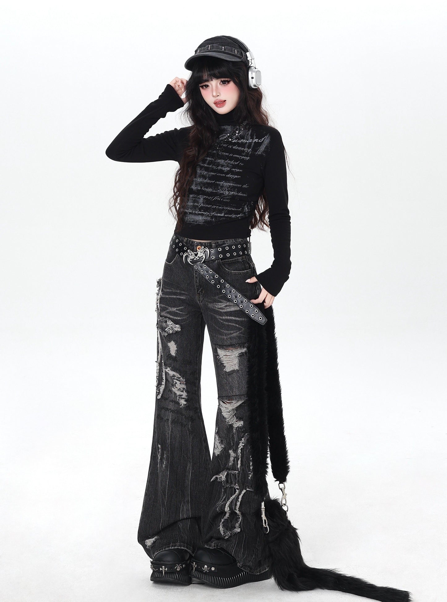 デザインカット 薄起毛 ロングスリーブTOPS