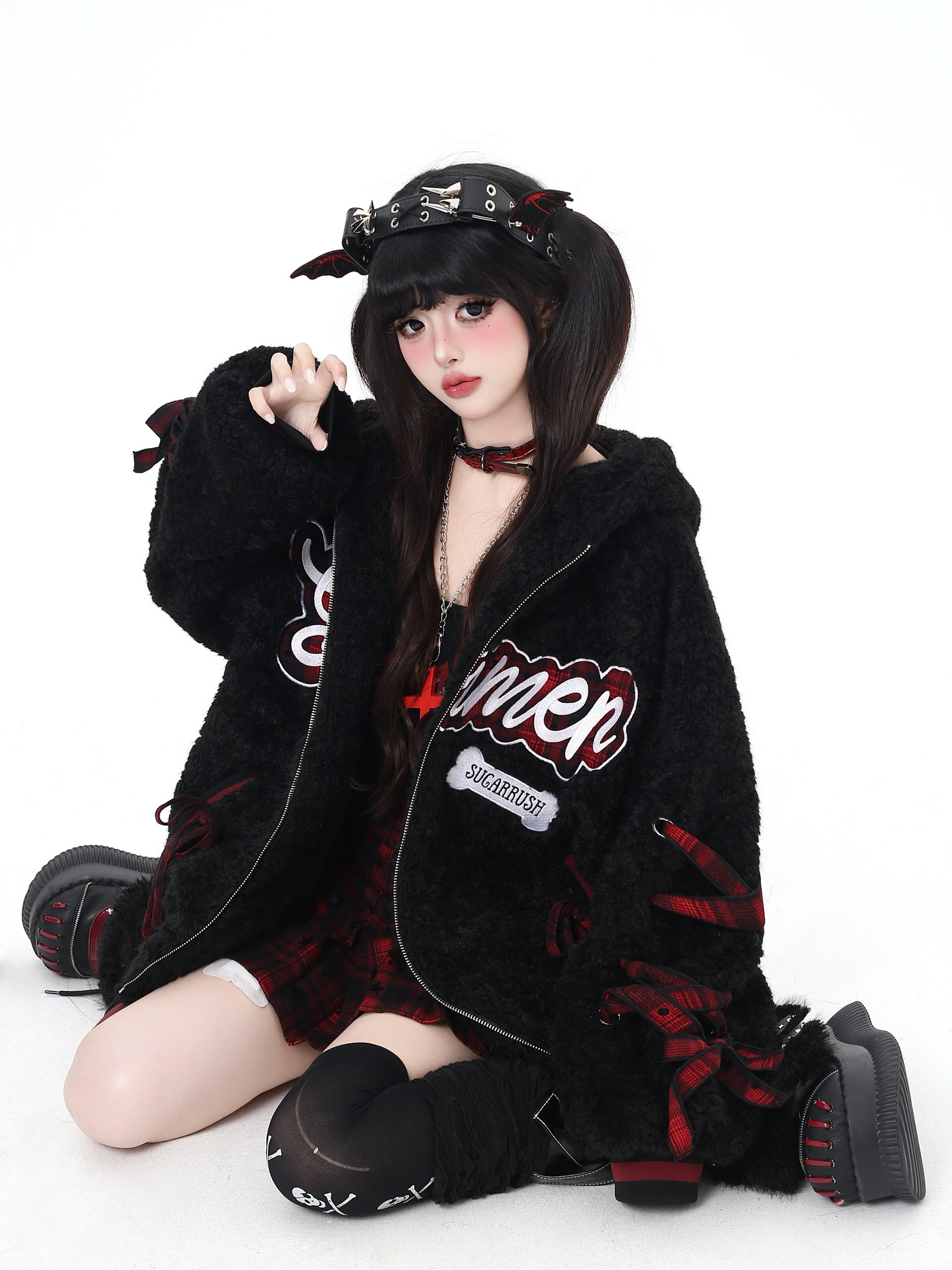 アルファベットリボン♡厚手ボアジャケット