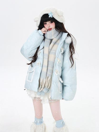 マカロンカラー フード付きルーズ中綿ジャケット｜冬の甘めサブカル