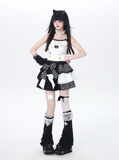 ドットチェックティアードスカート