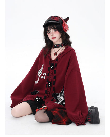 星柄ブラックレッドカーデ