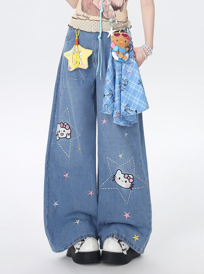 スター×ネコ♡ハイウエストデニム