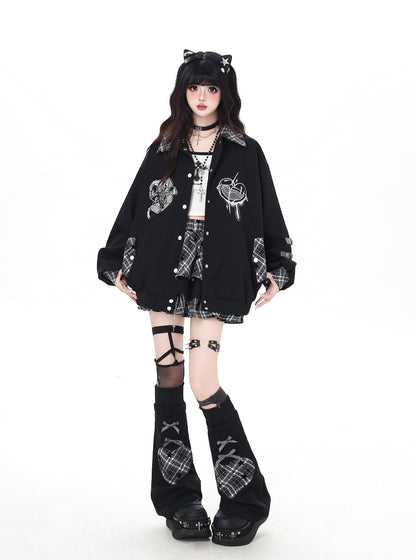 ヘビーデューティ格子柄ロックケーキスカート