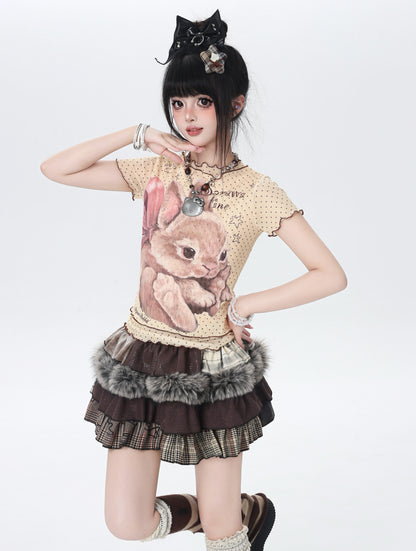 ドットレースうさぎTシャツ