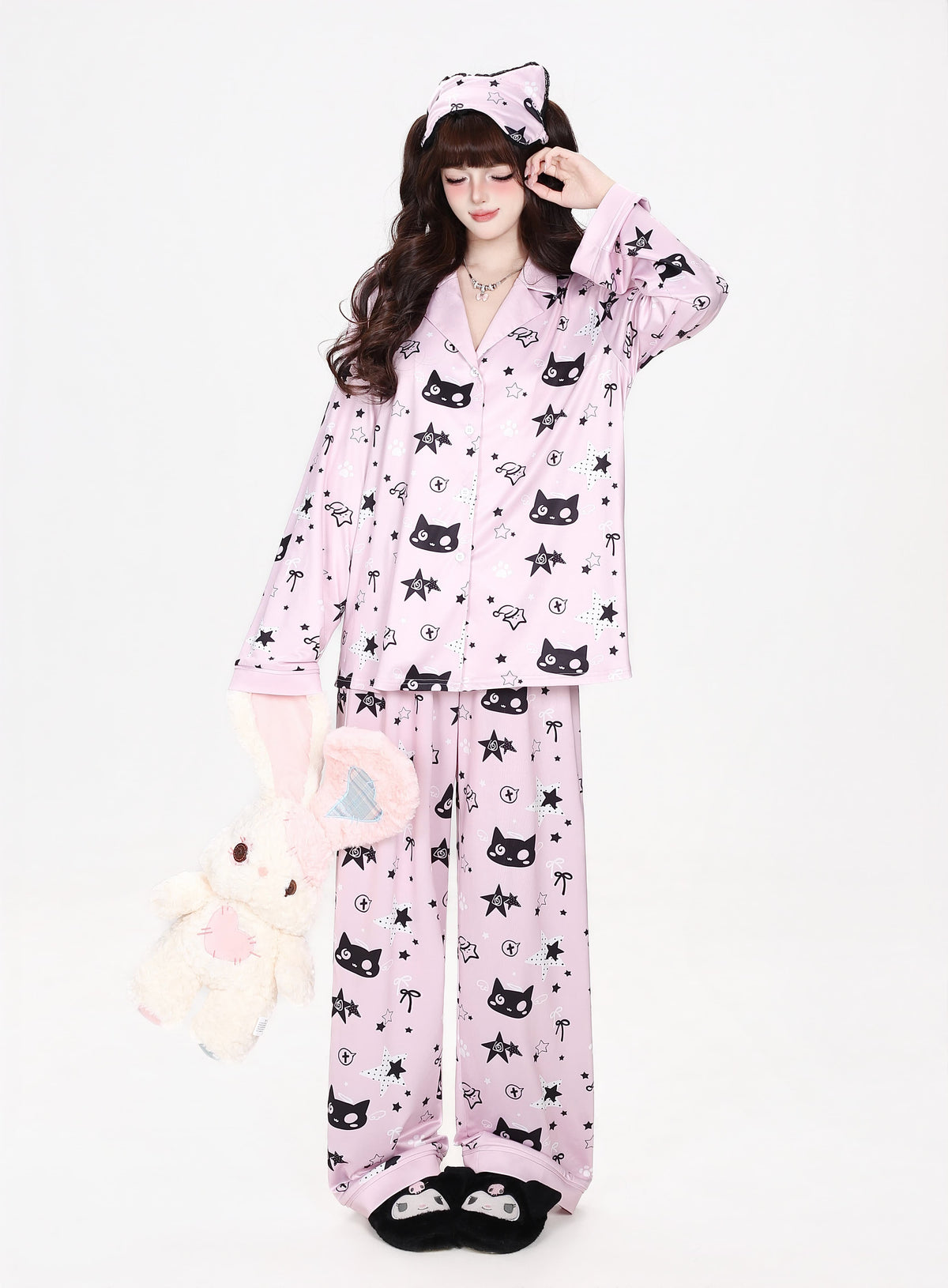 ねこ×スター総柄ルームウェアセットアップ