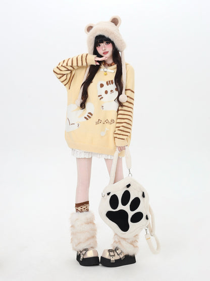 鈴猫ストライプふわもこニット