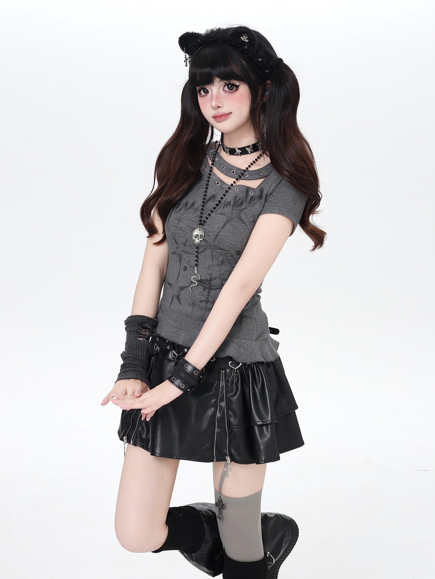 アシメネックフィットTシャツ
