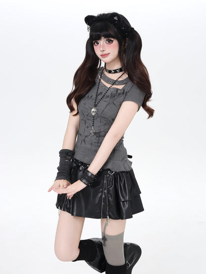 アシメネックフィットTシャツ