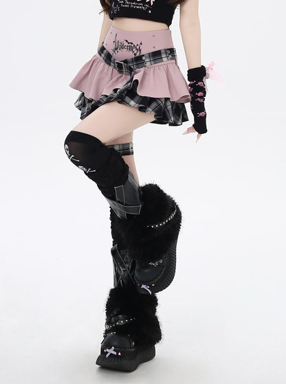 ゴシックアイドル風チェックティアードスカート