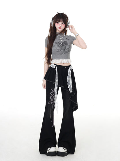 セクシーなレースで魅せる♡ フィット感抜群ショートTシャツ