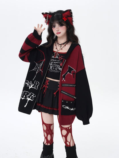 ゴス×ゆる地雷切替ニットカーデ