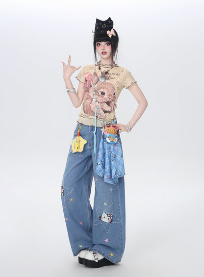 スター×ネコ♡ハイウエストデニム