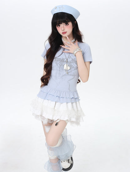 オフショルTシャツ｜アシメ・フリル・細見え