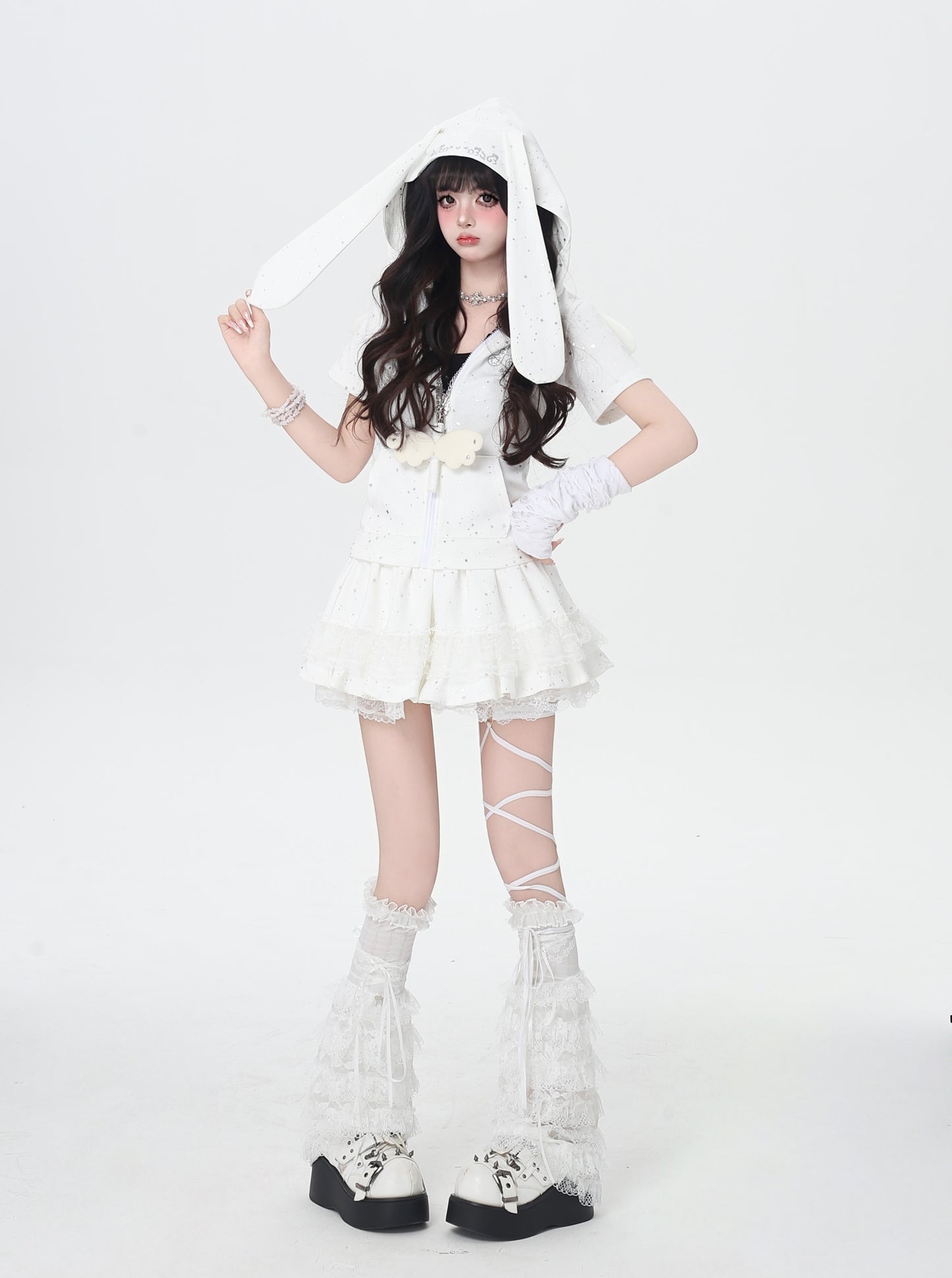 レース×バレエ風 ハイウエストティアードスカート