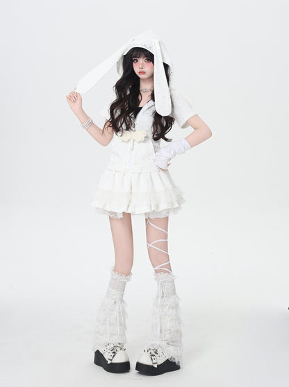 レース×バレエ風 ハイウエストティアードスカート