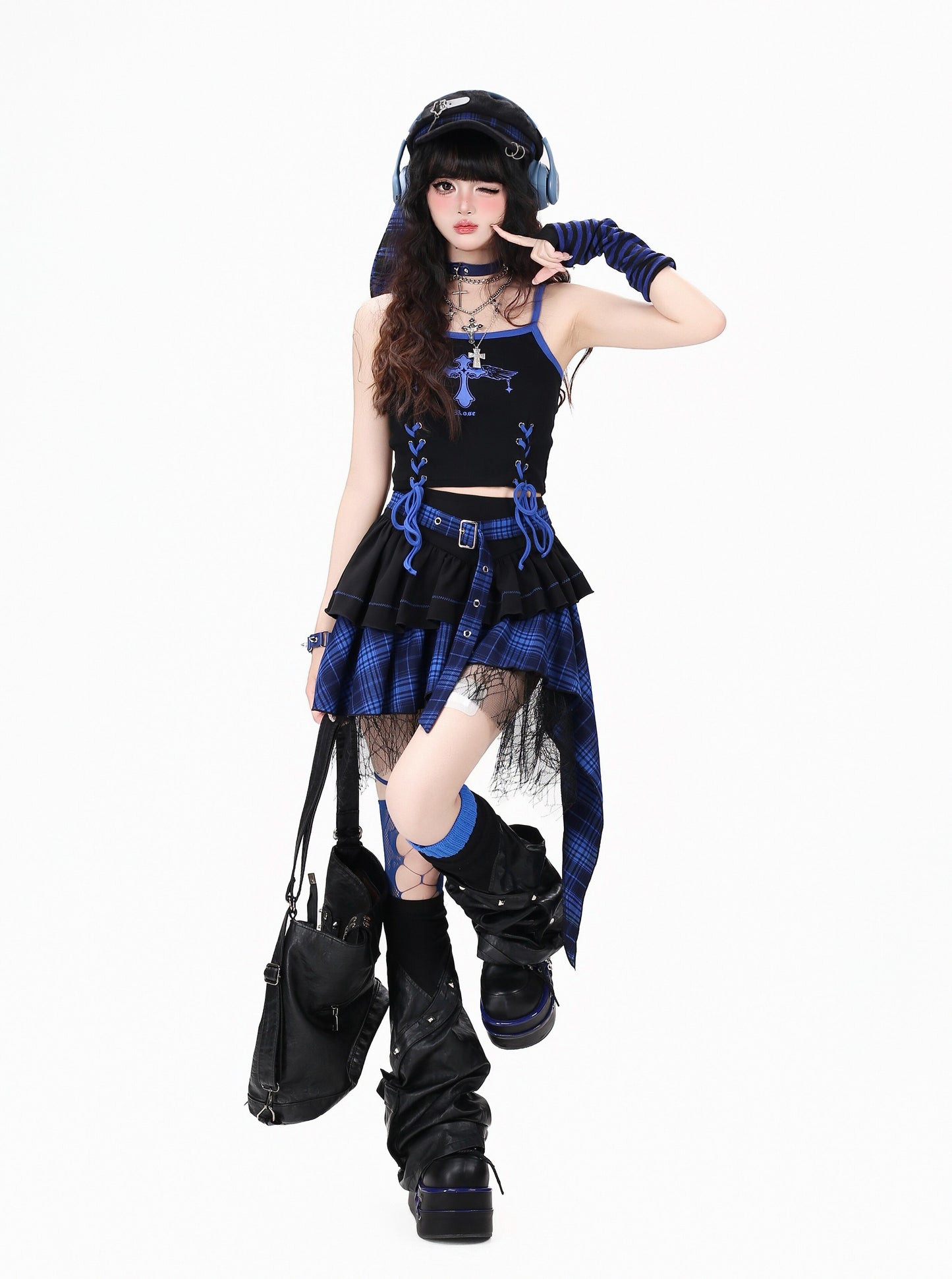アシメチェックミニスカート