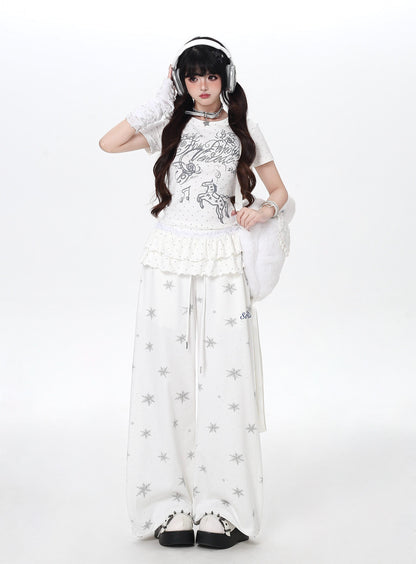 ドットフリルトップス｜韓国ガーリー・細見え